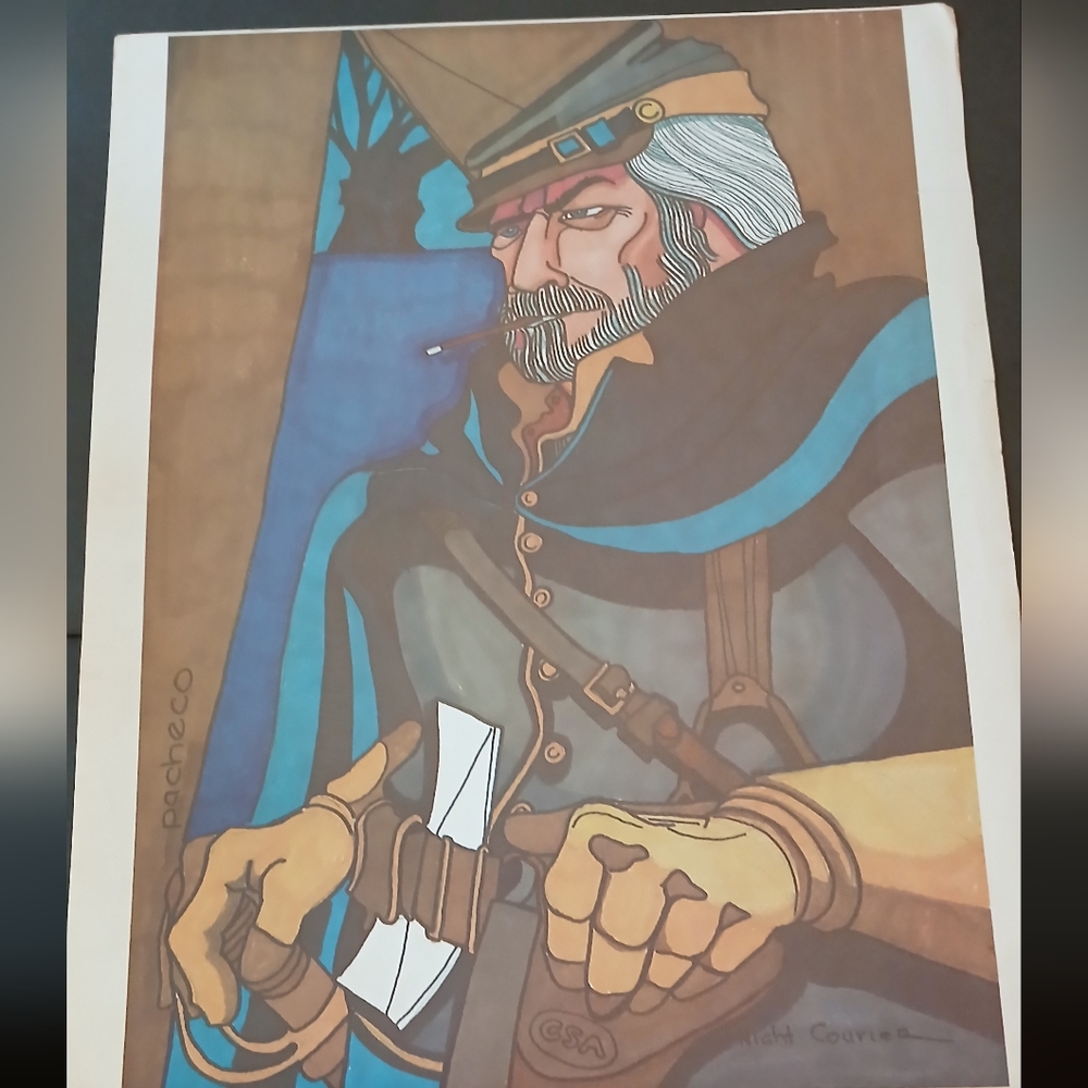 Artist: Ferdie Pacheco - Vintage signed unframed print "Night Courier" 1980